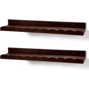 Suzile 2 Pcs Scalloped Shelves Wall Floating Shelves Set for Room, Bathroom, Bedroom, Cute Room Decor Aesthetic and Books, Toys, Photo Frames Storage (23",Walnut Brown)