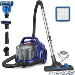 Aspiron Canister Vacuum Cleaner, Lightweight Bagless Vacuum Cleaner, 3.7QT Large Dust Cup, Automatic Cord Rewind, 5 Tools, HEPA Filter, Variable Speed Portable Vacuum for Hard Floors, Pet, Car, Blue