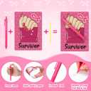 Yexiya 96 Pcs Breast Cancer Awareness Pens with Back Cards Bundle Ties Pink Ribbon Ballpoint Pen Breast Cancer Awareness Accessories for Charity Recognition Public Event Nonprofit, Pink Barrel