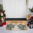 Christmas-Welcome Door-Mats Winter-Pine-Trees Coir-DoormatsNon-Slip Front Door Mat Seasonal Winter-Christmas Holiday Doormat for Indoor Outdoor Entrance Decor 17 X 29 Inch (Cedar)
