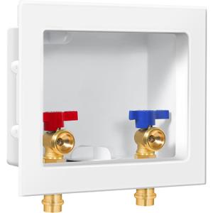Press Washing Machine Outlet Box with Center Drain, 1/2 Inch Press x 3/4 Inch MHT with Copper Press Connections, Washer Faucet Recessed Box, Press Tool Required for Washer Box