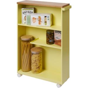 YAMAZAKI Home Bathroom Cart, Rolling Slim Utility Storage with Handle, Yellow, One Size