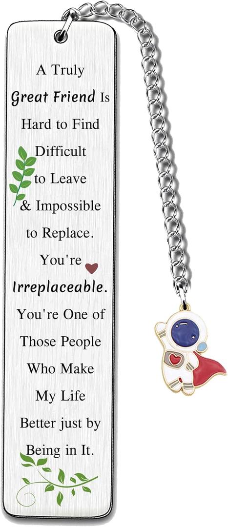 3 x to Friend Bookmarks for Women Men Best Friend Birthday Graduation Farewell Gifts True Friendship Appreciate Engraved Quote Bookmark Personalized Book Lover Christmas New Year Cute Astronaut Keepsakes
