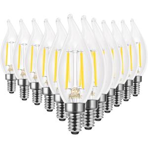 Energetic 90+ CRI LED Candelabra Light Bulb 60W Equivalent E12 LED Bulb Dimmable 5000K Daylight, Chandelier Light Bulbs, 5W 450LM Flame Tip CA10 Candle Light Bulbs, ETL Listed - 12 Pack