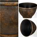 Hollyone Set of 2 Outdoor Planter 11.5 inch Plant Pot Plastic Pots for Plants Planters for Outdoor Indoor Plants with Drainage Hole Round Plant Pot Flower Pots Garden Decorations Brown