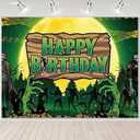 Zombie Birthday Backdrop Halloween Creepy Graveyard Big Moon Banner Kids Party Decorations Scary Event Photo Booth Props 95"x60" 