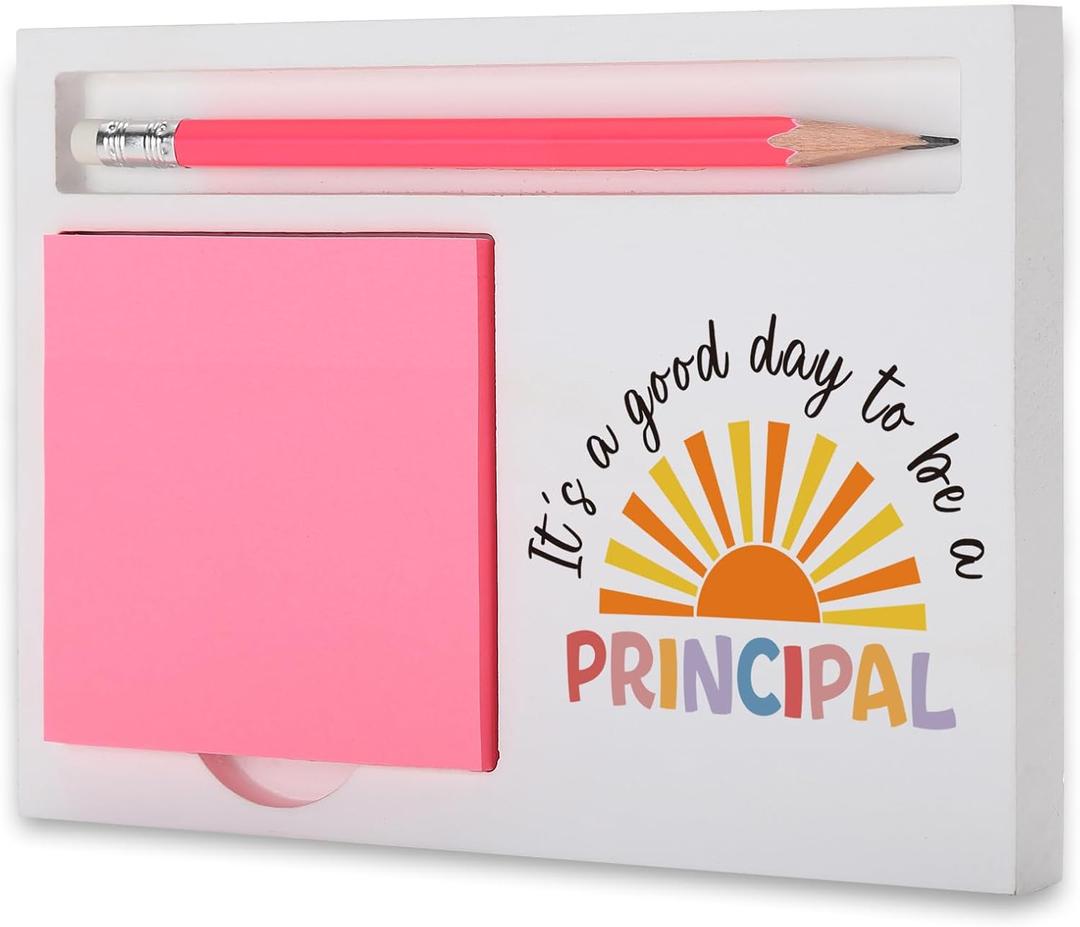 Thank You Principal Gifts for Women Men, Inspirational Desk Organizer for Principals Day Retirement Birthday Back to School Recognition Congratulations promotion, Desk White Note Pad Holder MT19