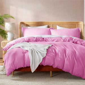 Nestl Light Pink California King Duvet Cover Sets - Soft Double Brushed Cal King Duvet Cover, 3 Piece, with Button Closure, 1 Duvet Cover 104x98 inches and 2 Pillow Shams