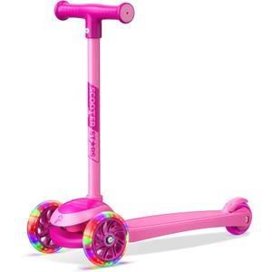 3 Wheel Scooter for Kids, Smooth Light Up LED Front Wheels, Wide Anti Slip Deck, Rear Foot Brake, Easy Lean to Steer Maneuvering, Indoor & Outdoor Ride On Toys for Ages 2 Up,