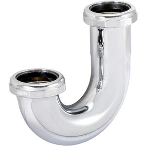 Eastman 1-1/2 Inch Heavy Duty J Bend with Slip Joint Connection, 22 Gauge, Brass Plumbing Fitting, Chrome, 35123