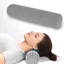 Cervical Neck Roll Foam Pillow, Round Neck Support Pillow for Neck Pain Relief Sleeping, Bolster Pillow for Bed, Ergonomic Pillow for Head, Neck, Back, Legs, and Yoga (Light Grey)