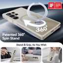 CASEKOO Patented 360 Spin Magnetic Stand for Samsung Galaxy S25 Ultra Case [18FT Military Drop Protection] [Compatible with MagSafe] Translucent Slim S25 Ultra Case 6.9'' 2025, Translucent White