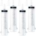4 Pack 150mL Large Syringe for Liquid with Tip Cap, Plastic Liquid Syringes Individually Sterile Sealed