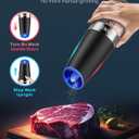XinXu Gravity Electric Pepper and Salt Grinder Set, Adjustable Coarseness, Battery Powered with LED Light, One Hand Automatic Operation