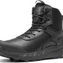 NORTIV 8 Men's Waterproof Military Tactical Hiking Work Boots Leather Motorcycle Combat Lightweight Non-Slip Boots for Men 8 Inches (10, Black)