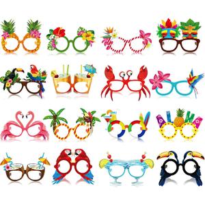 Vinsot 32 Pack Beach Pool Party Eyeglasses Decor Summer Luau Paper Glasses Bulk Hawaiian Sunglasses Frame Tropical Pool Props Photo Booth Props for Luau Beach Party Favors Birthday Supplies Decor