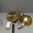 Arc Floor Lamps for Living Room, Modern Tall Standing Lamp Remote Control,Stepless Dimmable Gold Floor Lamp with Hanging Dome Shade, Over Couch Arched Reading Lamp for Bedroom, Office (Bulb Included)