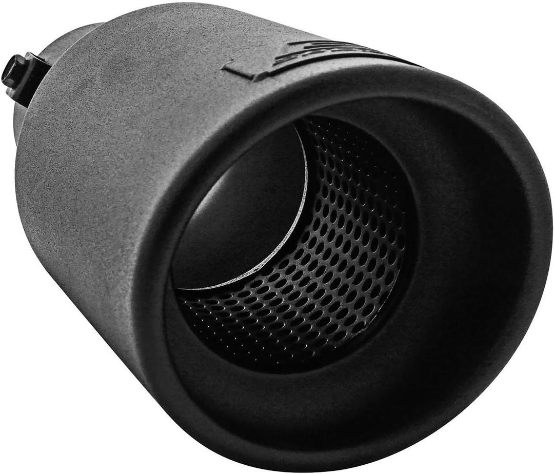 DC Sports EX-1012B Performance Bolt-On Resonated Muffler Slant Tip with Clamps and Adapters for Fitment on Most Cars, Sedans, and Trucks - Matte Black Powdercoat