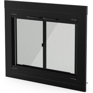 Stanbroil Fireplace Glass Cabinet-Style Door, Black Finish, Small, Decorative Fireplace Screen Door for Fireplace Accessories