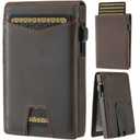 Slim Genuine Leather Card Holder Wallet for Men-Minimslist Front Pocket Wallet with Easy Access Slot, Brown