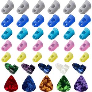30pcs Silicone Guitar Finger Guards Fingertip Protectors Fingertip Protection Covers Caps for Stringed Instruments, Sewing and Embroidery (5 Sizes)