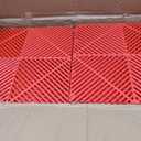 Barydat 72 Pcs 12'' x 12'' Garage Floor Tiles, Interlocking Drainage Flooring, Heavy Duty Non Slip Polypropylene, Easy Install for Garage Deck, Pool, Patio, Shower (Red)