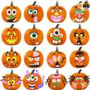 JOYIN 16 Packs Halloween Pumpkin Decorating Stickers Foam Craft Kit, Halloween Party Favors for Kids, Party Supplies Arts Activities, Jack O Lantern Face Sticker School Games Gifts