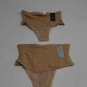 Werena Tummy Control Thong Shapewear for Women Mid High Waisted Body Shaper Underwear Lace Shaping Thong Girdle Panties (Medium, #A1 Beige 2 Pack)