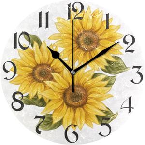 Silent Wall Clock Round - Non-Ticking Desk Clock Battery Operated Quiet Decorative for Living Room Home Office School Kitchen