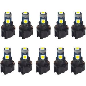 BlyilyB 10-Pack T5 37 74 LED Bulb With Twist Lock Socket PC74 PC37 Dashboard Instrument Panel Gauge Cluster Light (White)
