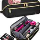 Mancro Hair Tools Travel Bag Compatible with Shark Flexstyle, Wide-open Hot Hair Tool Organizer with Separate Heat Resistant Mat, Hair Accessories Organizer for Straighteners, Curling Iron (Black)