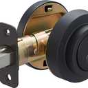Amazon Basics Contemporary Round Deadbolt Door Key Lock, Single Cylinder, Matte Black, 1-Pack