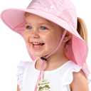 Camptrace Toddler Kids Sun Hats with Neck Flap UPF 50+ UV Protection Wide Rigid Brim Boys Girls Beach Swim Sunhat (Pink, M)
