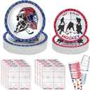 104 PCS Hockey Party Table Supplies Kit Serve 26, Includes Dinner Plates, Dessert Plates, Napkins, Cups for Ice Hockey Birthday Party Sport Events Decorations Favors