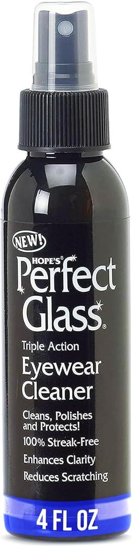 HOPE'S Perfect Glass Eyewear Cleaner - Eye Glass Cleaner for Glasses and Sunglasses - Anti Scratch and Anti Glare Lens Cleaner Spray, 4 Fl Oz, Pack of 1