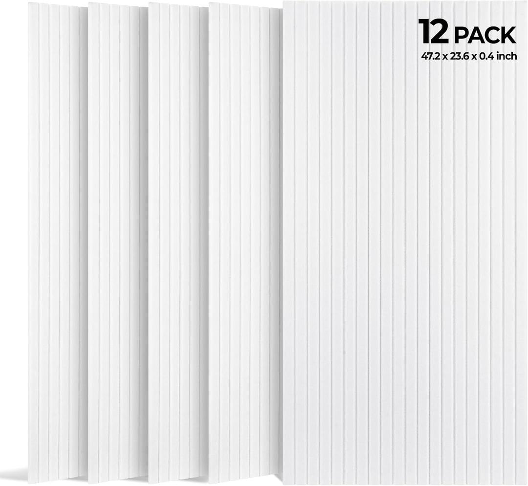 SODOCT 12 Pack Large Acoustic Panels, 47.2" X 23.6" X 0.4" Sound Proof Panels for Walls, High Density Sound Absorbing Panels for Home Studio & Office, White