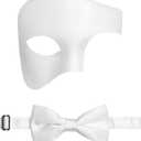 IncreDecor Masquerade Mask for Men Phantom of The Opera Half Face Mask with Bowtie, Halloween Masquerade Mardi Gras Party