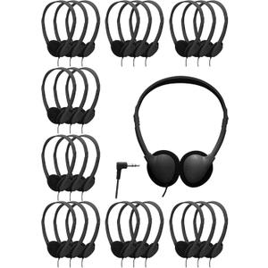 25 Pack Headphones Bulk for School Wired Student Earphones for Classroom with Adjustable Headband On-Ear Class Set Headsets Individually PackedBlack