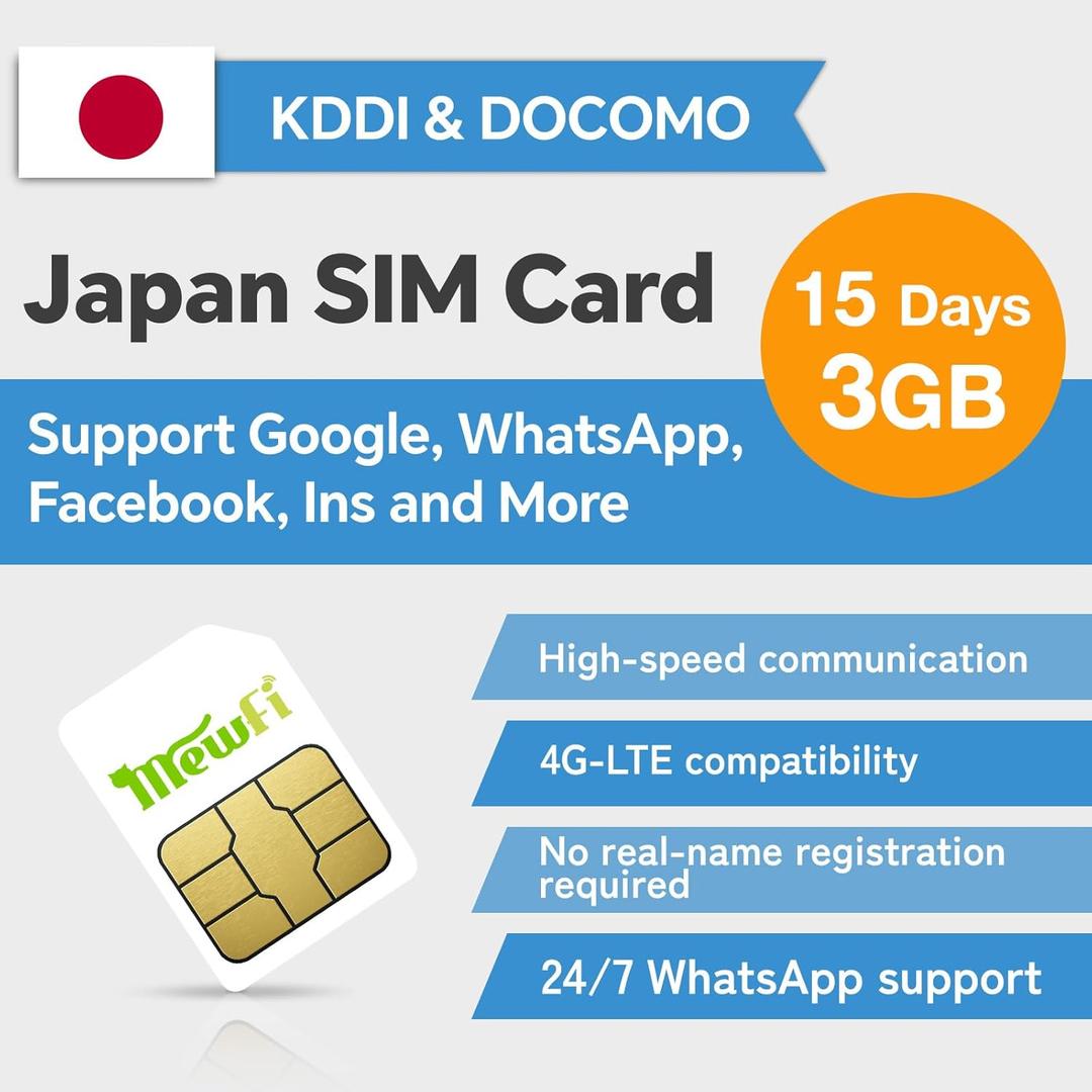 Japan SIM Card 15 Days 3GB Easy Activation & 24/7 Whatsapp Support, 4G High-Speed Communication, Supports Google, Instagram, and Twitter..., 3 in 1 Prepaid SIM Card for Unlocked Phones