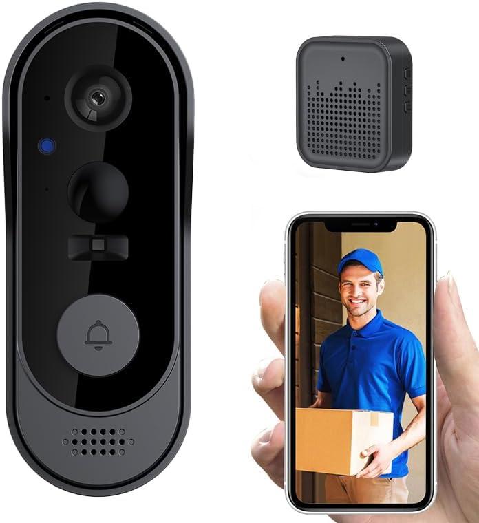 ZIG1 Doorbell Camera Wireless No Subscription, 1080p Video Doorbell with Chime, 2-Way Audio, Night Vision, 2.4G Wi-Fi, Indoor Outdoor
