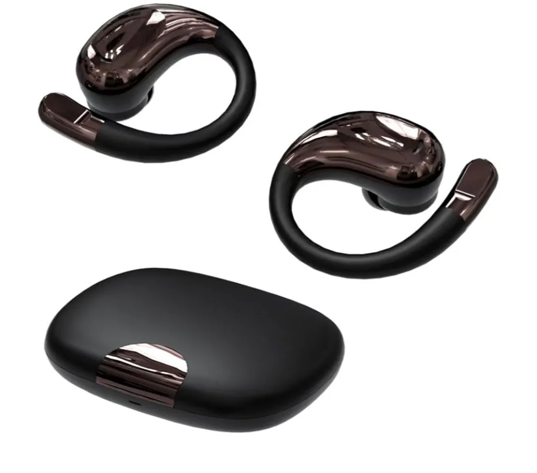 Bluetooth Earbud Headphones Wireless in Opean/Non-Open Ear Use Earphone with Earhooks for Sports Running Earbud HiFi Stereo, ENC Mic, About 40Hrs Office Black (Black)