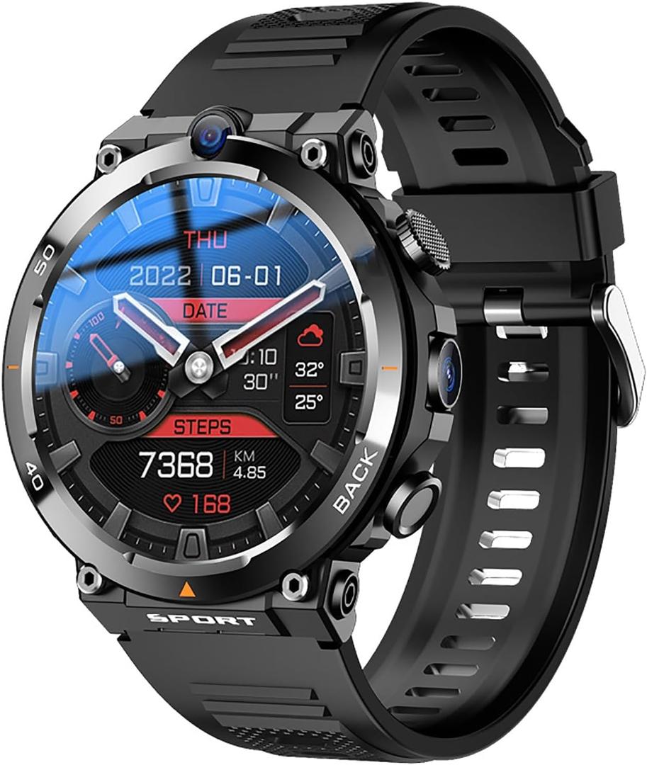 4G SIM Card Smartwatch, 1.39" Round Screen/Dual Camera/with Heart Rate/Ultra Thin Body/NFC Positioning, Gifts for Men