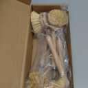 Maxdot 4 Pcs Kitchen Dish Brush with Beechwood Handle Natural Wooden Handle Scrub Brush Fiber Bristles Dish Scrub 2 Inch Replacement Brush Head for Pots Pans Utensils Washing Supplies