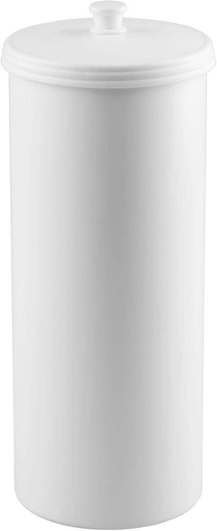 iDesign Freestanding Bathroom Toilet Paper Storage Holder with Lid for 3 Extra Rolls, White