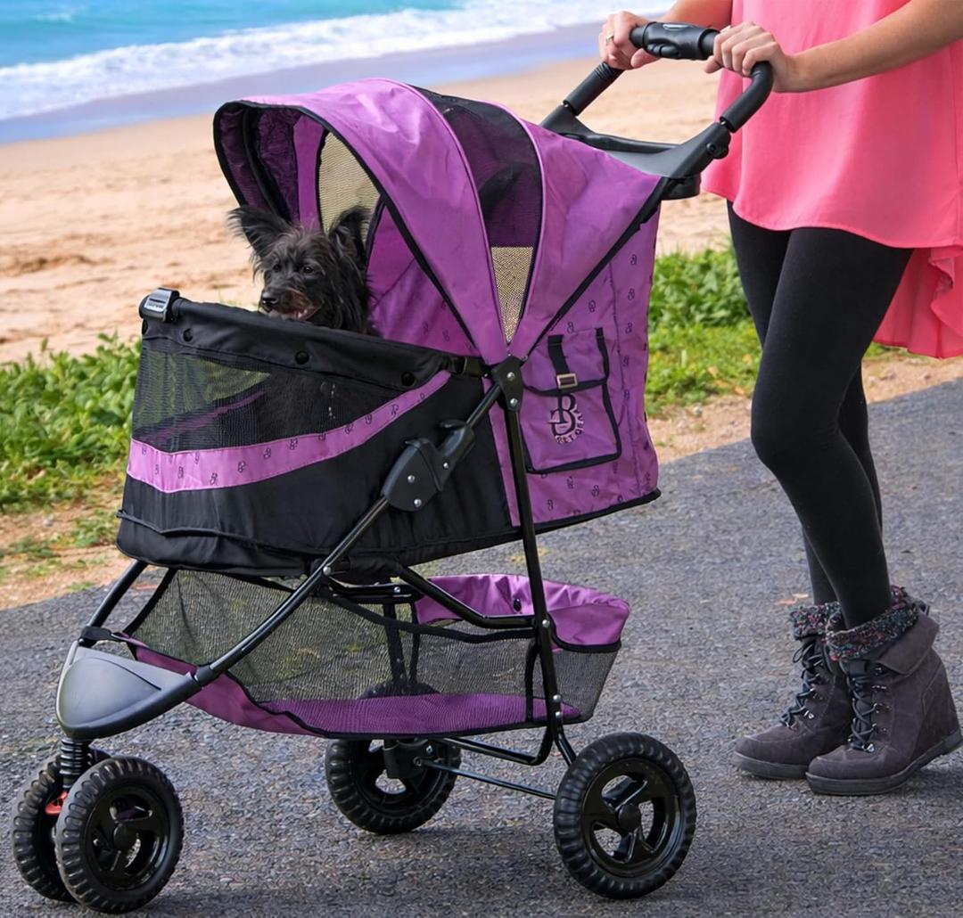 Pet Gear No-Zip Special Edition 3 Wheel Pet Stroller for Cats/Dogs, Zipperless Entry, Easy One-Hand Fold, Removable Liner, Cup Holder, Iris