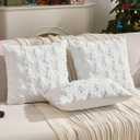 HAUSSY Christmas Throw Pillow Covers 18x18 Set of 2, Decorative Tree Pillow Cases,Soft Faux Fur Winter Cushion Case for Xmas Home Decor,Couch Bed, Living Room,White