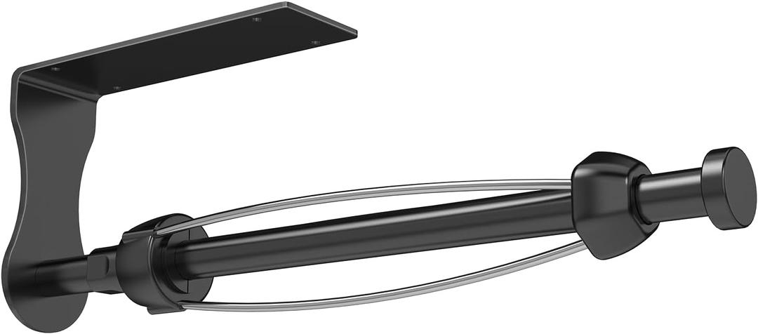 SetSail Paper Towel Holder, Single Hand Operable Paper Towel Holder Under Cabinet with Adjustable Damper, Easy Tear, Wall Mount, Self-Adhesive or Drilled for Kitchen Bathroom, Black (1 pack)