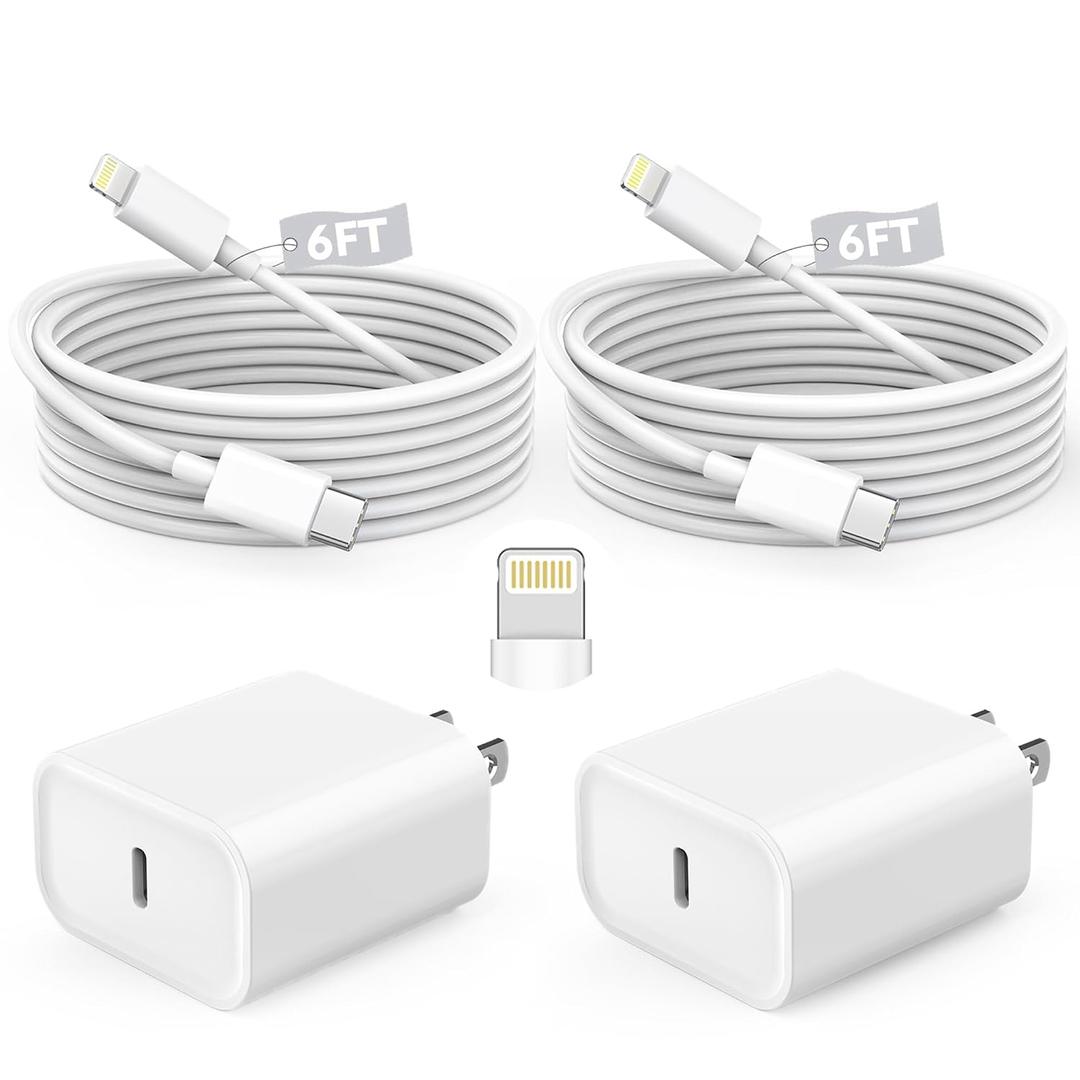 Fast Charger iPhone,iPhone Charger Fast Charging 2Pack USB C Wall Charger Block Fast i Phone Chargers 6FT Type-C USB C to Lightning Cable Cord for iPhone14/14Plus/13/12/11 Pro Max,Mini,8,iPad/AirPods