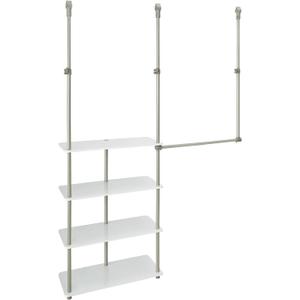 ClosetMaid Maximizer Closet Accessory, Add Adjustable Storage Space, 4 Shelves, Double Hang Rod, Tool Free, Add On Unit, White