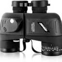 AOMEKIE 10x50 Waterproof Marine Binoculars for Adults with Rangefinder Compass BAK4 Prism FMC Lens for Birdwatching Hunting Boating Fishing Water Sports(Black)